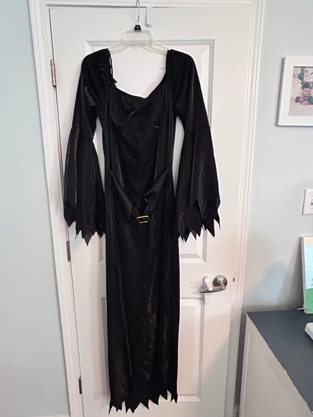 Women’s Black Witch/Morticia costume dress. Gothic, Full length, long sleeve.